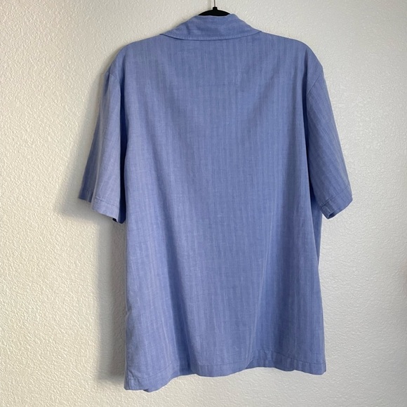 Nautica Sleepwear Men's Herringbone Button Down Pajama Top M Cornflower Blue - Picture 3 of 9